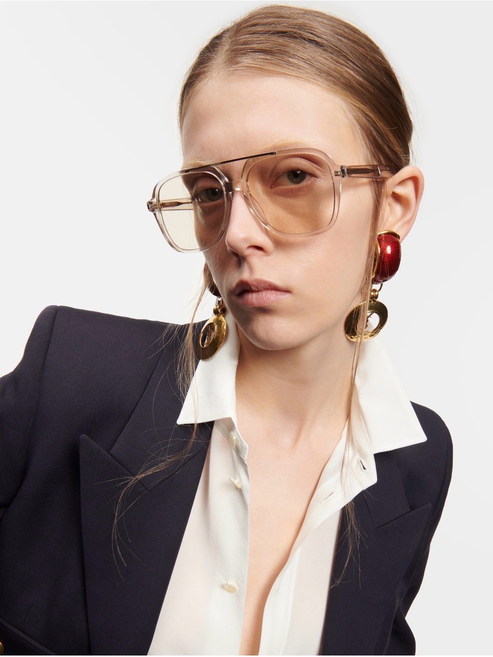 Saint Laurent SL 545 aviator acetate sunglasses unisex pastel yellow gold logo